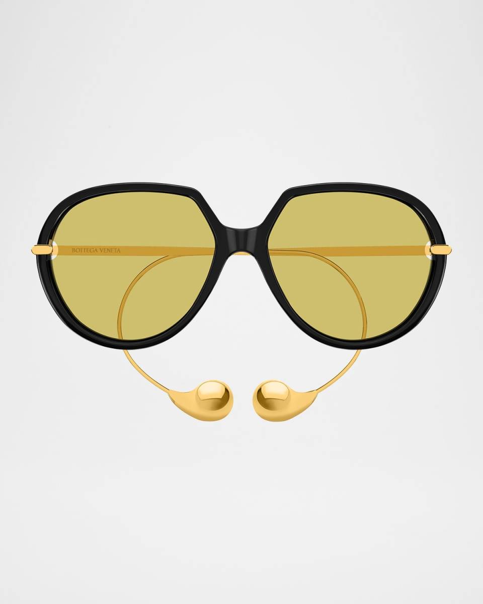 Drop Round Acetate & Metal Sunglasses